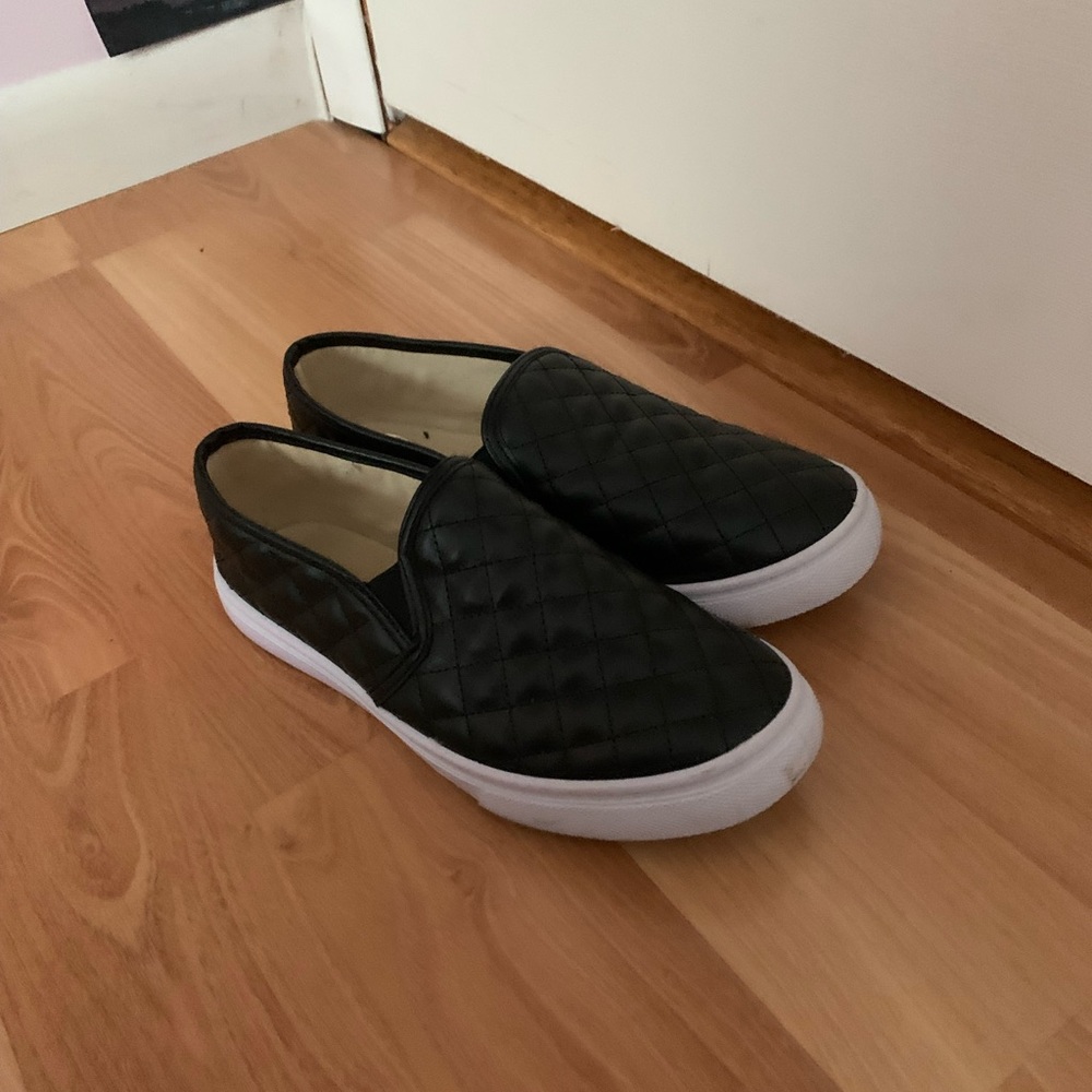 Black Quilted Slip Ons